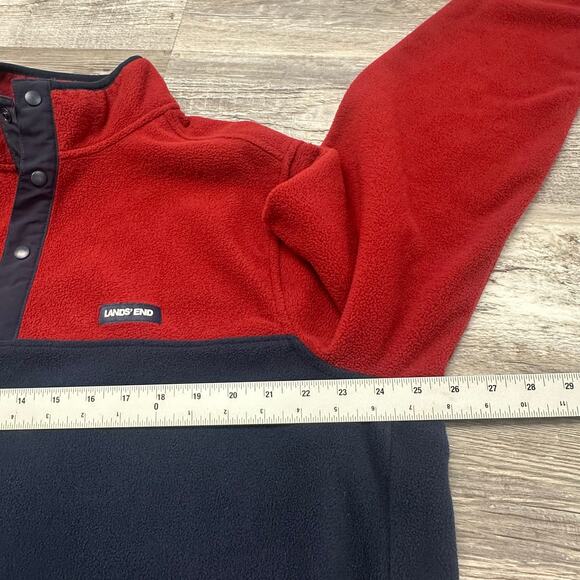 Lands End Oeko-Tex Blue Red Mens XL Colorblock Mock Neck Fleece Pullover Jacket - Picture 7 of 8